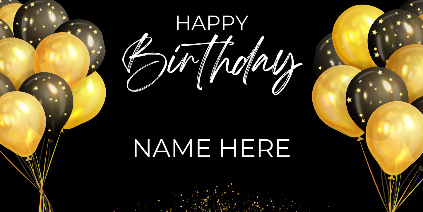Black and Gold Simple Happy Birthday Banner