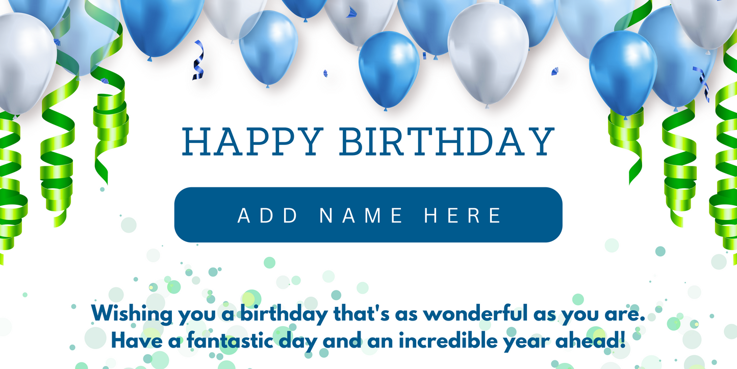 Blue and Lime Festive Happy Birthday Banner
