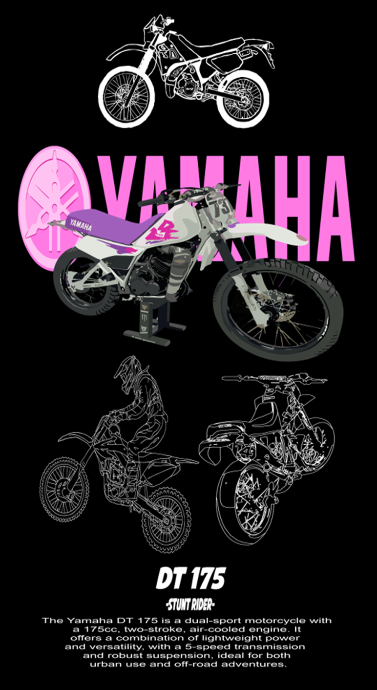 Motorcycle DTF Transfer Themed Pack 2 - For Dark Colors (13 Prints)
