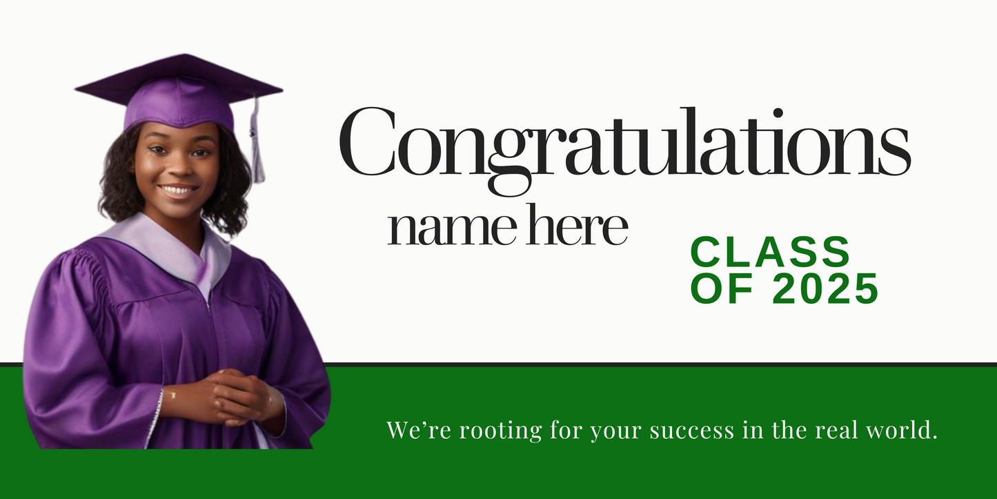 Simple Photo Graduation Class 2025 Greeting Banner - Just Add A Photo