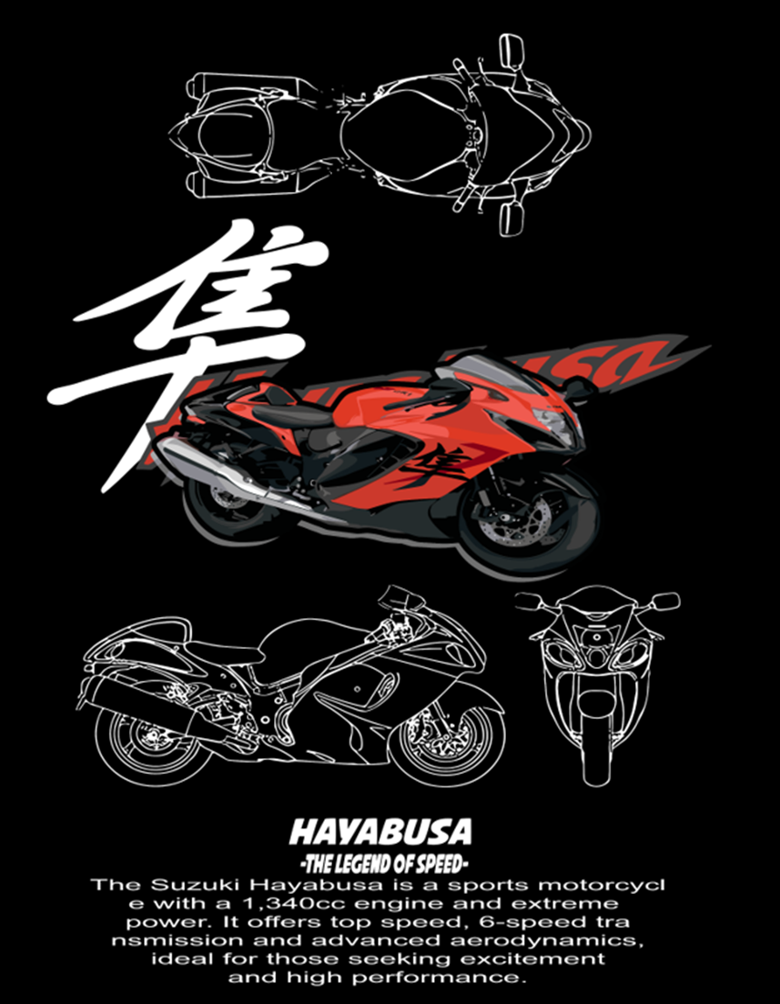 Motorcycle DTF Transfer Themed Pack 2 - For Dark Colors (13 Prints)