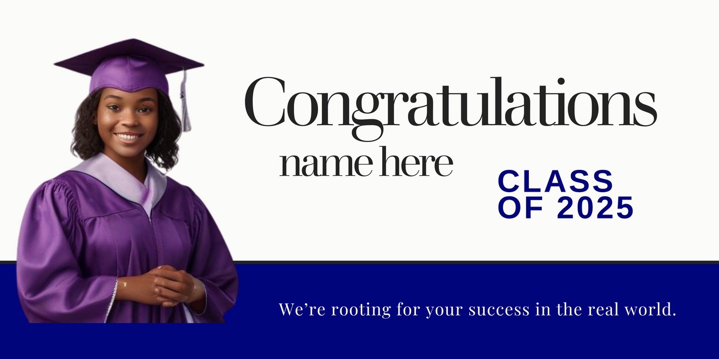 Simple Photo Graduation Class 2025 Greeting Banner - Just Add A Photo