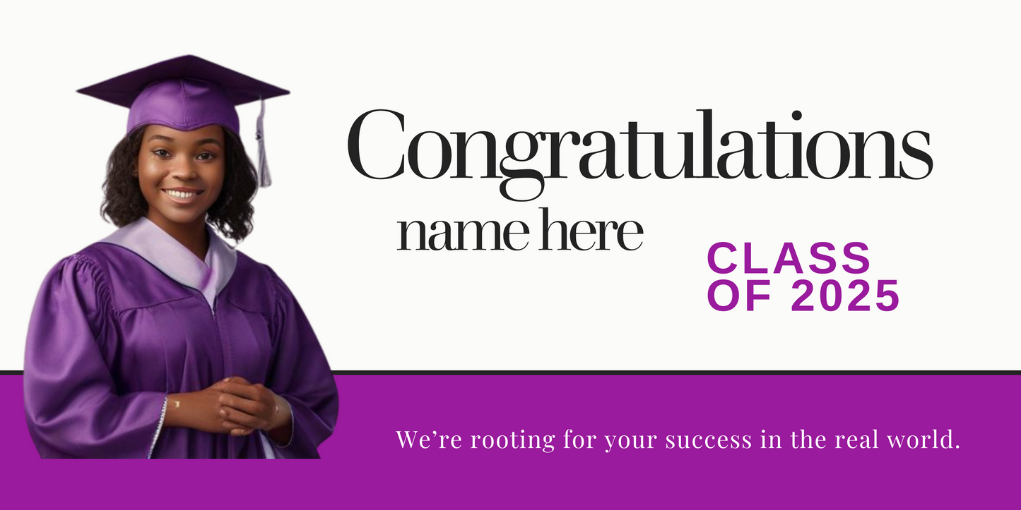 Simple Photo Graduation Class 2025 Greeting Banner - Just Add A Photo