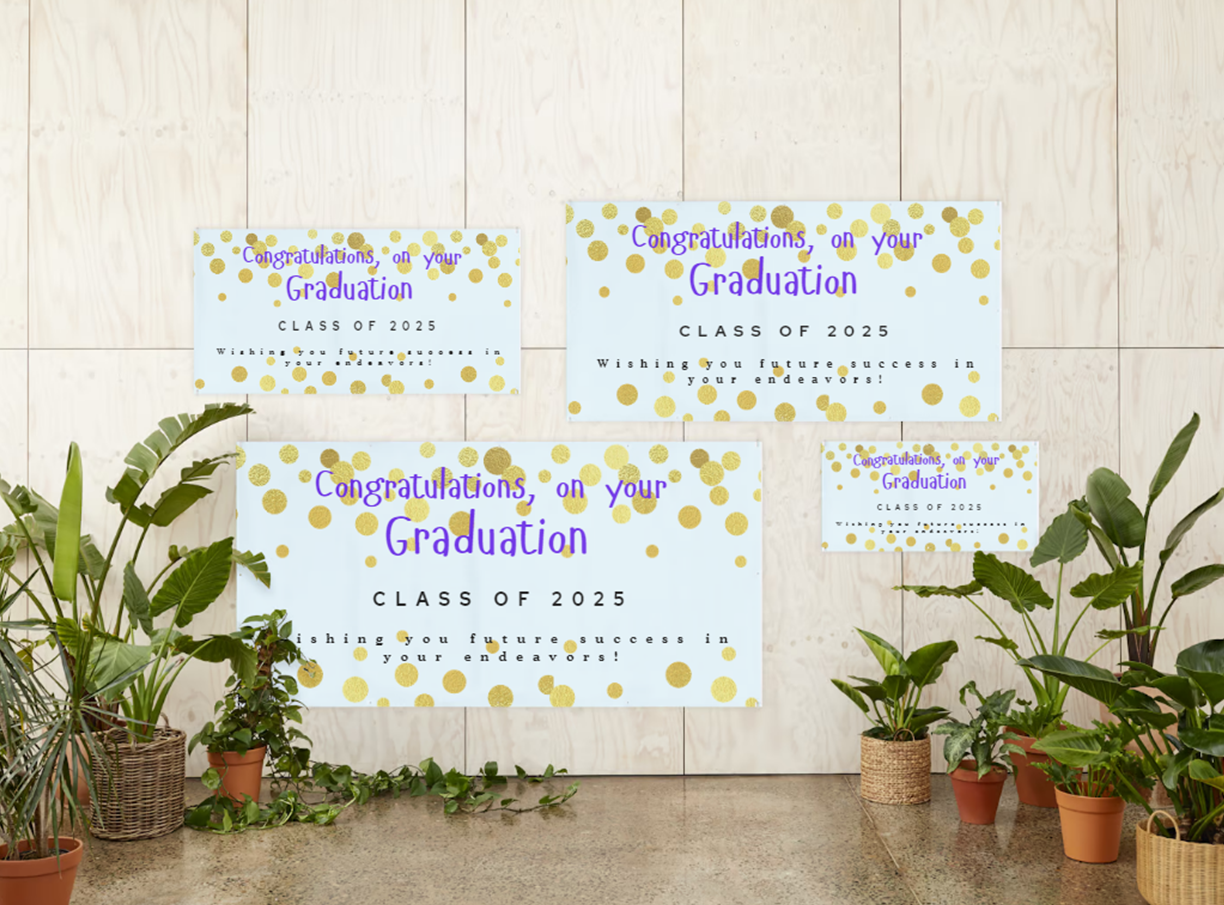Colorful Back Ground with Gold Coin Graduation Banner