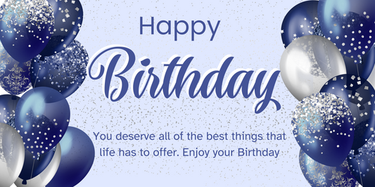 Blue and Silver Happy Birthday Banner