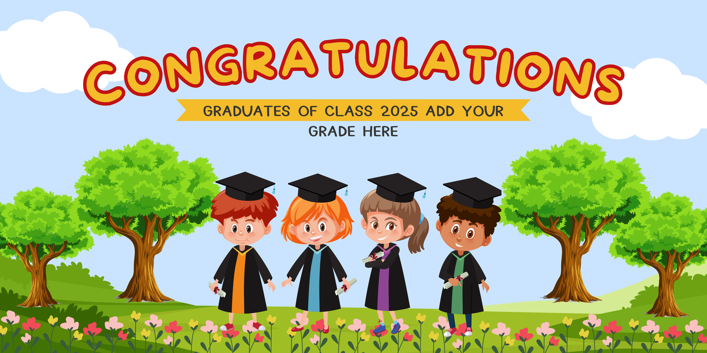 Colorful Creative Illustrative Grade School Graduation Banner