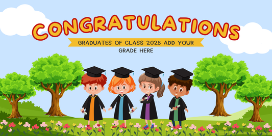 Colorful Creative Illustrative Grade School Graduation Banner