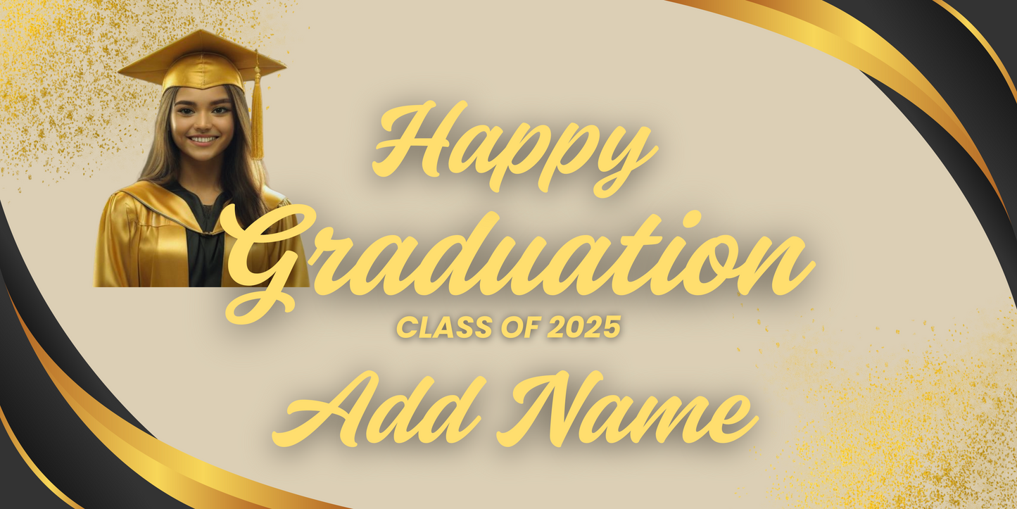 Stock Modern Graduation Ceremony Class of 2025 Banner- Just Add A Photo