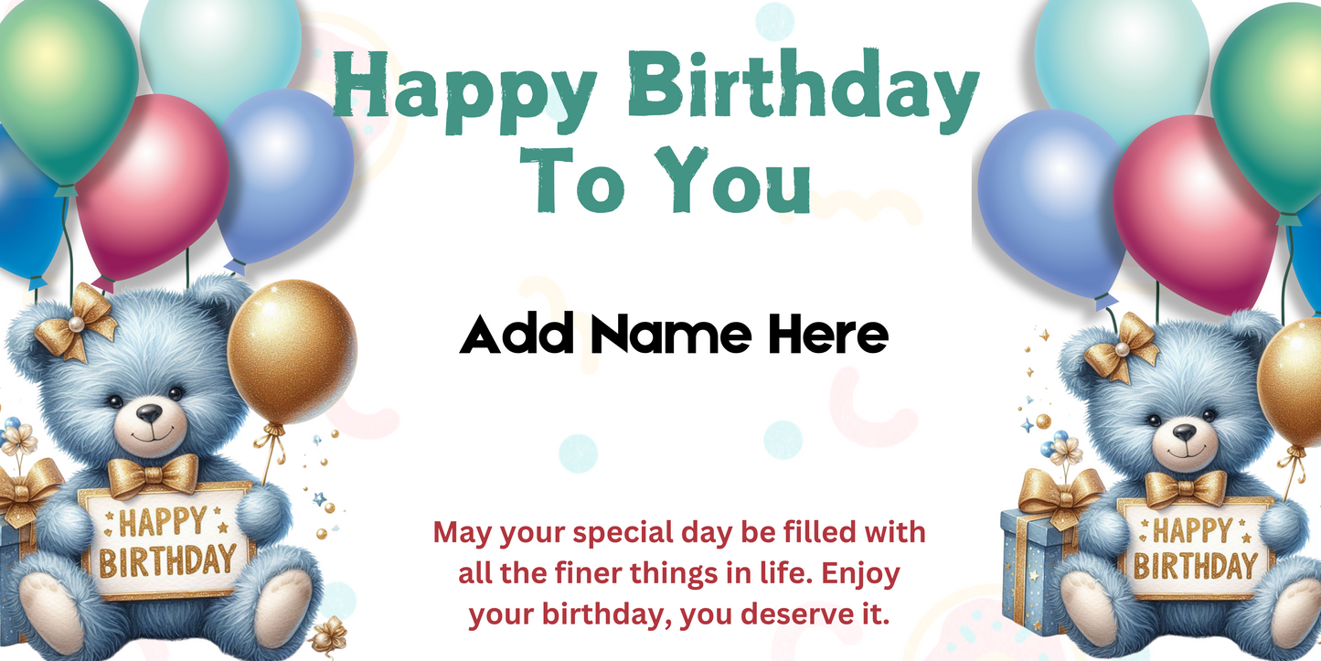 Happy Birthday Bear Banner