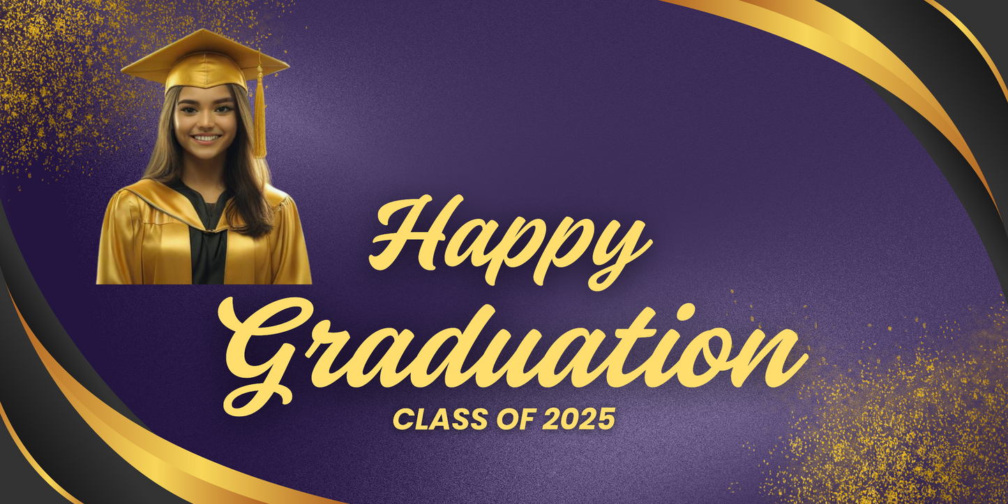 Stock Modern Graduation Ceremony Class of 2025 Banner- Just Add A Photo