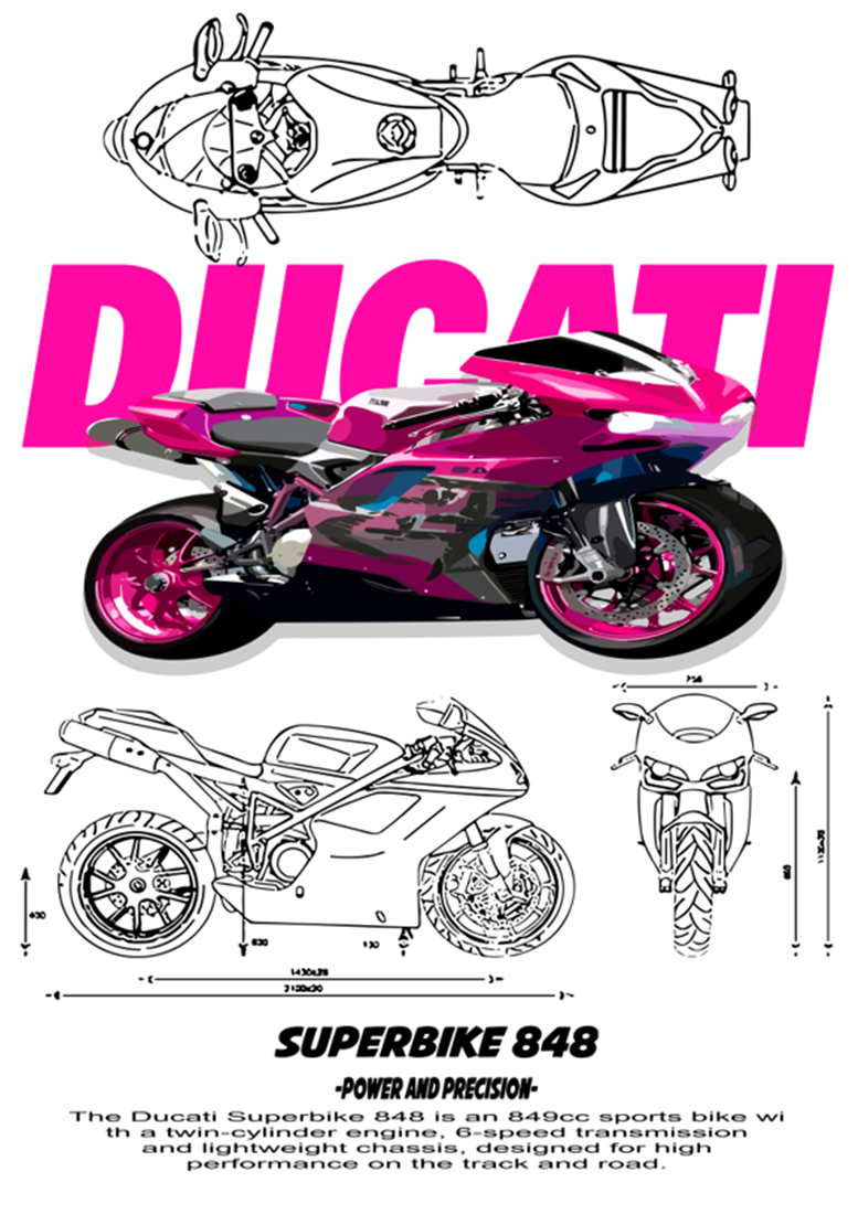 Motorcycle DTF Transfers  Themed Pack - For Light Colors (15 Prints)
